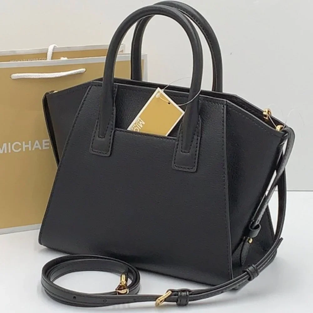 Michael Kors Avril Small Leather Top-Zip Satchel Black color